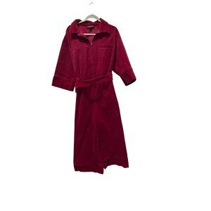 Eloquii Red Corduroy Utility Jumpsuit With Belted Waist Size 16